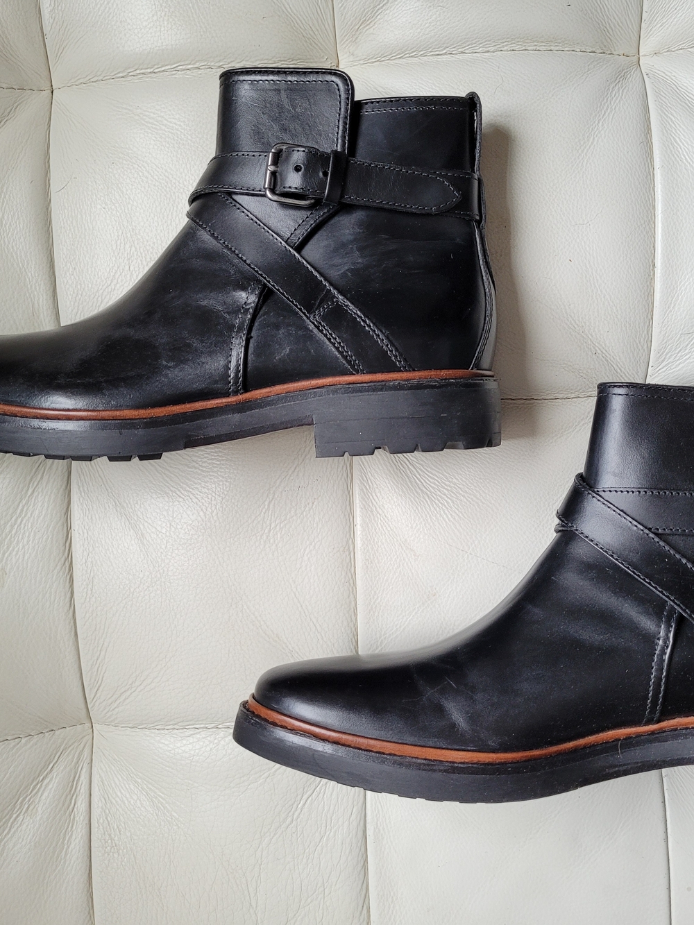 Coach Men's Black Leather Buckle Ankle Boots - Picture 2 of 6